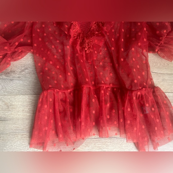 Red Short Ruffled Top - Picture 5 of 8